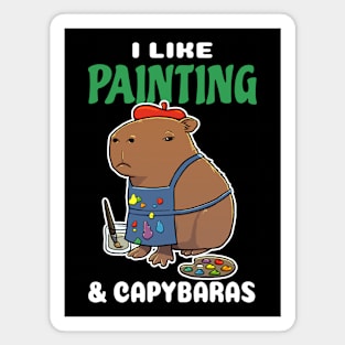 I Like Painting and Capybaras Cartoon Magnet